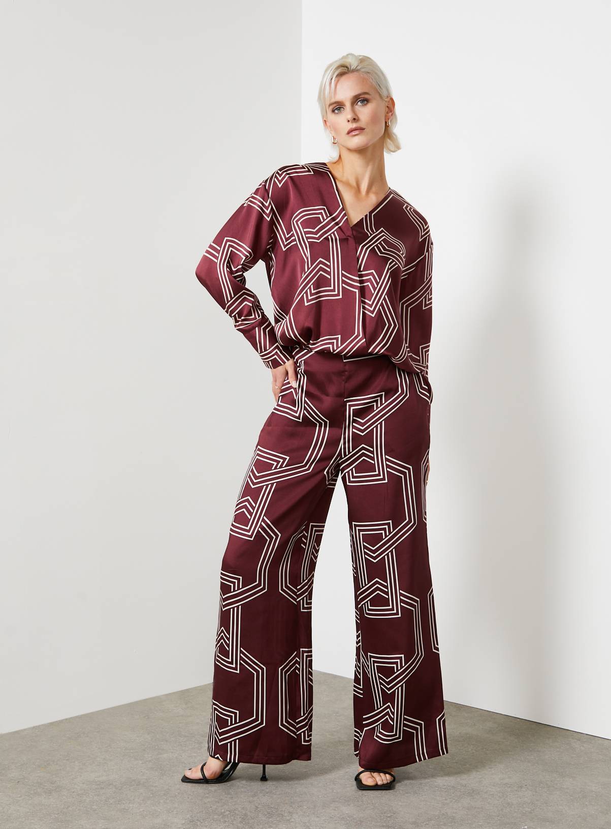 For All The Love Printed Satin Co-ord Wrap Blouse 10 - Image 5